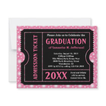Pink and Black Graduation Ticket Invitation