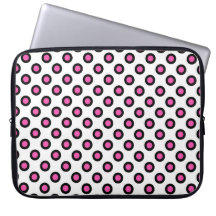 pink and black graphic circle polka dots. laptop computer sleeves