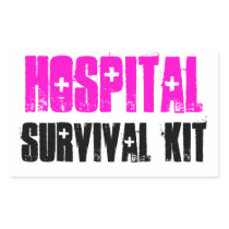 Pink and Black Hospital Survival Kit Labels Rectangular Stickers