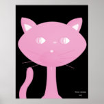 Pink and Black Kitty Face Poster