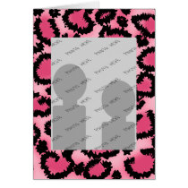Pink and Black Leopard Print Pattern. Greeting Card