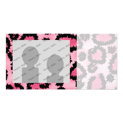 Pink and Black Leopard Print Pattern. Personalized Photo Card
