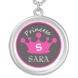 Pink and Black Monogram Princess Necklace