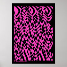 Pink and Black Op Art Abstract Print