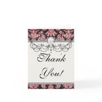 pink and black ornate fleur chic damask greeting card