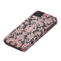 pink and black ornate fleur chic damask iphone 4 cover