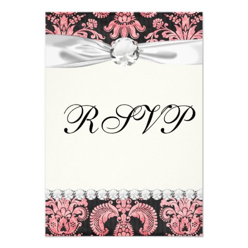 pink and black ornate fleur chic damask invites