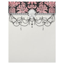 pink and black ornate fleur chic damask letterhead design