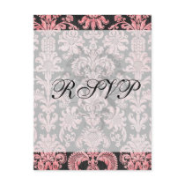 pink and black ornate fleur chic damask postcards
