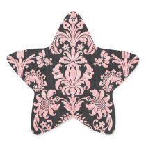 pink and black ornate fleur chic damask star stickers