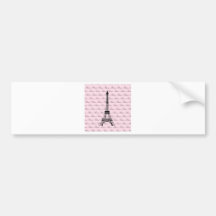 Pink and Black Paris Eiffel Tower Bumper Stickers