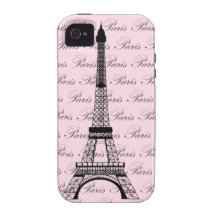 Pink and Black Paris Eiffel Tower Case-Mate iPhone 4 Cover