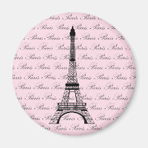 Pink and Black Paris Eiffel Tower Fridge Magnet