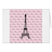 Pink and Black Paris Eiffel Tower Greeting Card