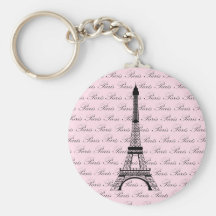 Pink and Black Paris Eiffel Tower Key Chain