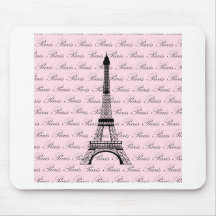 Pink and Black Paris Eiffel Tower Mouse Pad