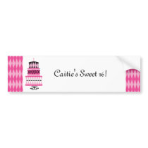 Pink and Black Party Cake Bumper Stickers