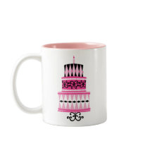 Pink and Black Party Cake Mugs