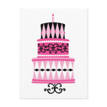 Pink and Black Party Cake Postcard