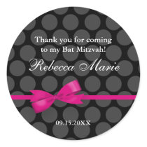 Pink and Black Polka Dot Bow Bat Mitzvah Favour