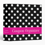 Pink and Black Polka Dot Coupon Organizer 3 Ring Binder