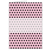 Pink and Black Polka Dot Pattern. Spotty. Greeting Card