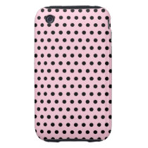 Pink and Black Polka Dot Pattern. Spotty. Iphone 3 Tough Covers