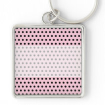 Pink and Black Polka Dot Pattern. Spotty. Key Chains