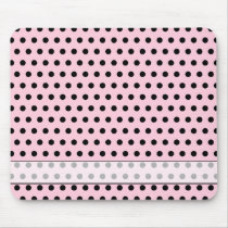 Pink and Black Polka Dot Pattern. Spotty. Mousepads