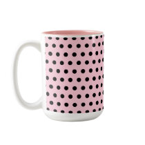 Pink and Black Polka Dot Pattern. Spotty. Coffee Mug