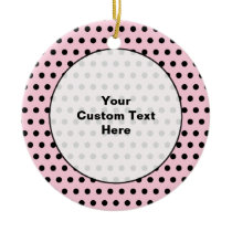Pink and Black Polka Dot Pattern. Spotty. Ornament