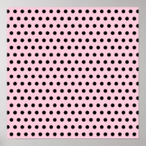 Pink and Black Polka Dot Pattern. Spotty. Poster