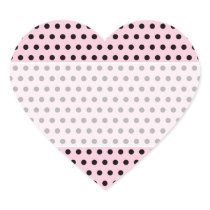 Pink and Black Polka Dot Pattern. Spotty. Heart Sticker