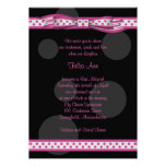 Pink and Black Polka Dots Bat Mitzvah Invitation