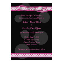 Pink and Black Polka Dots Customizable Invitation