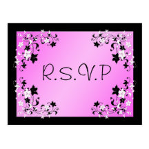 Pink and Black R.S.V.P Postcard