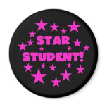 Pink and Black Star Student Fridge Magnets