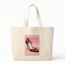 Pink and Black Stripe Canvas Bag