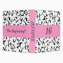 Pink and Black Sweet Sixteen Photo Album Vinyl Binders