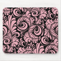 Pink and Black Swirls Mousepad