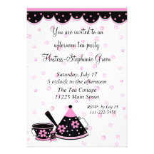 Pink and Black Tea Party Invitation