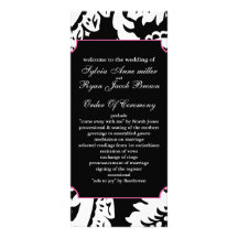 pink and black Wedding program Rack Card Template