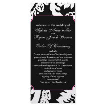 pink and black Wedding program Rack Card Template