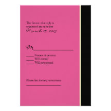 Pink and Black Wedding RSVP Personalized Invitations