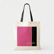 Pink and Black Wedding Tote Bags
