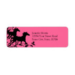 Pink and Black Wild Horses Custom Return Address Label