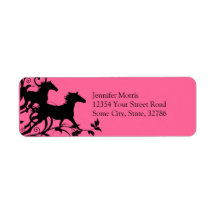 Pink and Black Wild Horses Custom Return Address Label