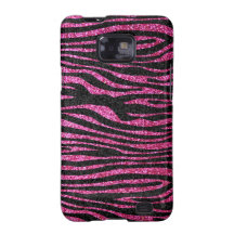 Pink and Black Zebra Print bling (faux glitter) Samsung Galaxy SII Case