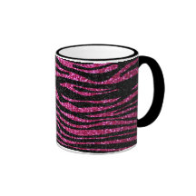 Pink and Black Zebra Print bling (faux glitter) Mug