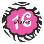 Pink and Black Zebra "Sweet Sixteen" Sticker